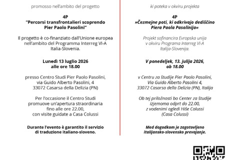 Locandina descrittiva dell'iniziativa contenente tutti i loghi dei partner di progetto e del bando Interreg Italia-Slovenija