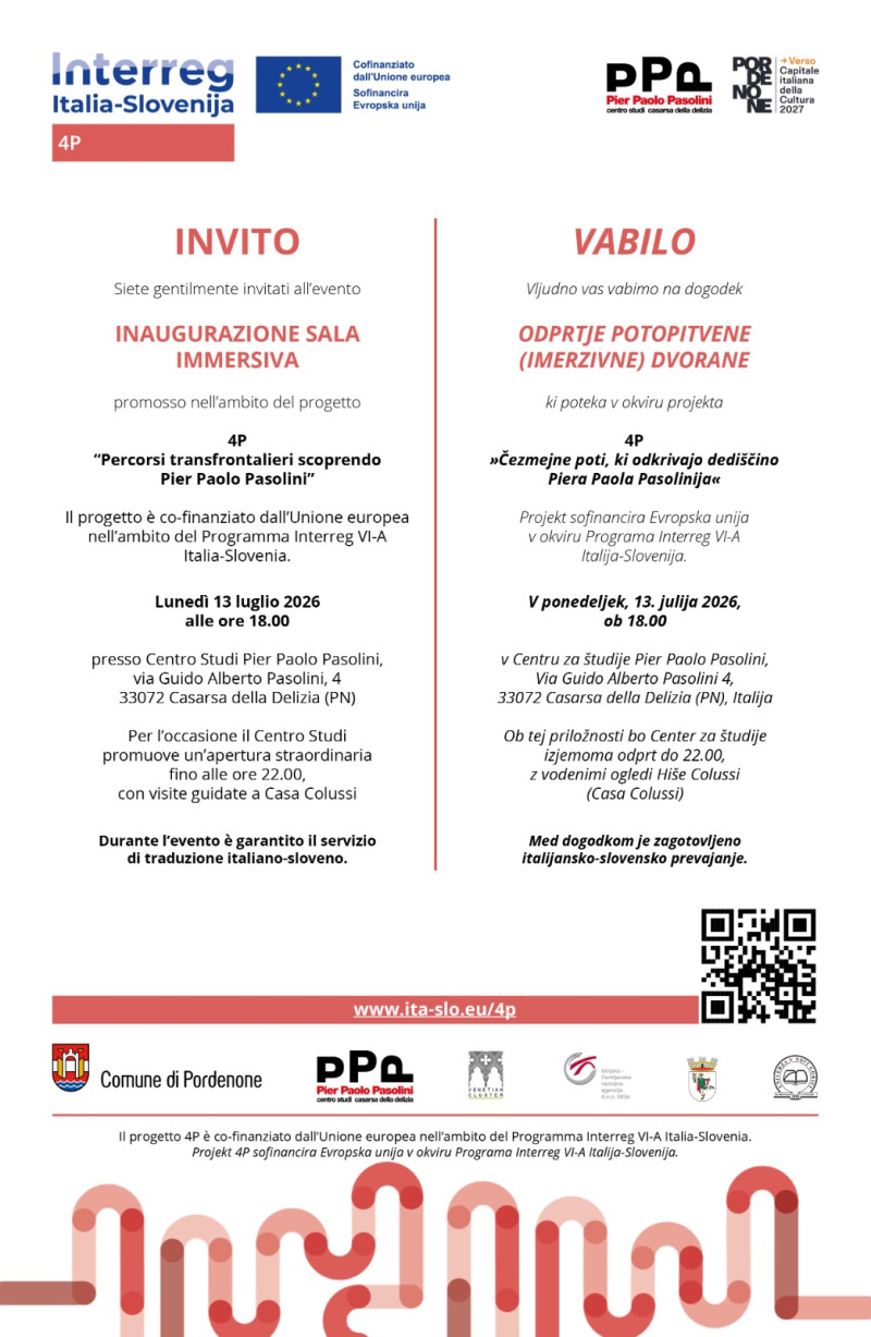 Locandina descrittiva dell'iniziativa contenente tutti i loghi dei partner di progetto e del bando Interreg Italia-Slovenija