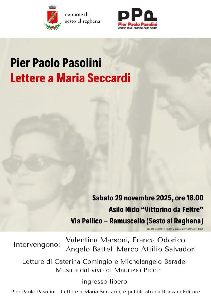 Pasolini con Maria Seccardi. Pier Paolo Pasolini e Maria Seccardi - Grado settembre 1957 © Archivio Giuseppe Zigaina